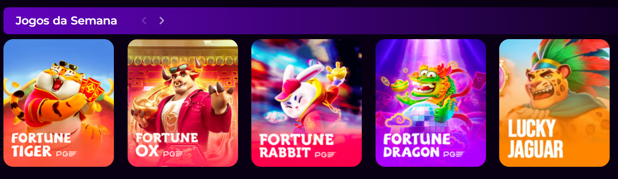 Games of the Week carousel featuring Fortune Tiger, Fortune Ox, Fortune Rabbit, Fortune Dragon and Lucky Jaguar slots